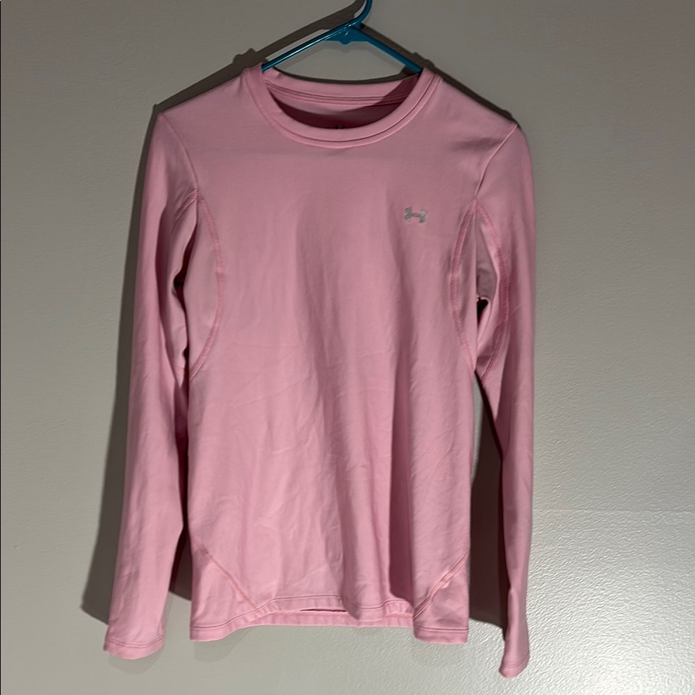 LG Pink Long Sleeve Tee with Crew Neck and Relaxed Fit